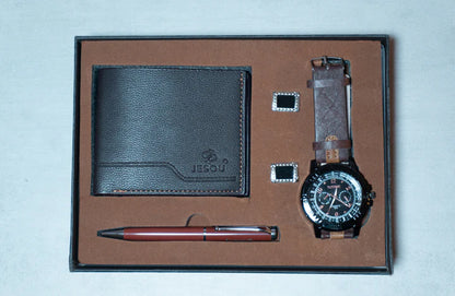 PACK DELUXE REGALO DE HOMBRE (Cartera, Reloj, Gemelos + Boligrafo)